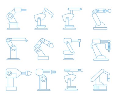 Robotik kol simgeleri, vektör illüstrasyon 