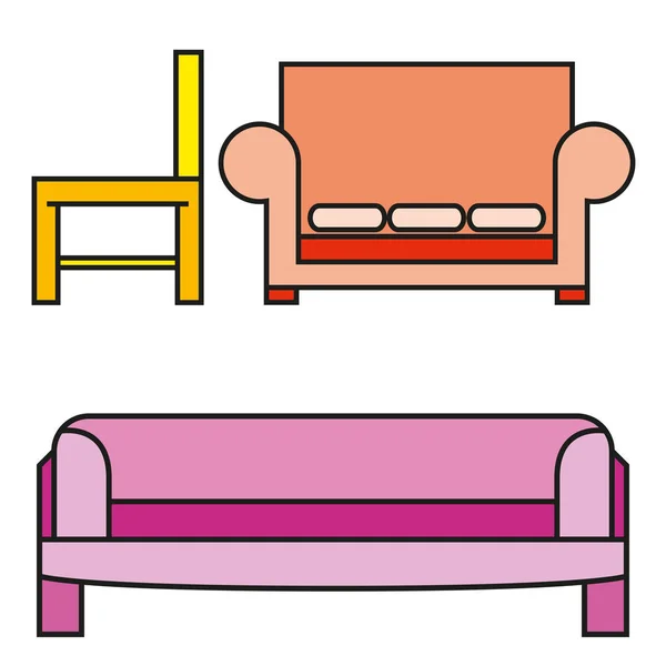 Vector Illustration Home Decor Furniture — Stock Vector