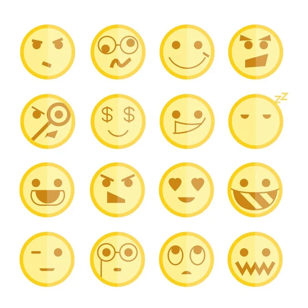 Ilustração Vetorial Ícones Emoji —  Vetores de Stock