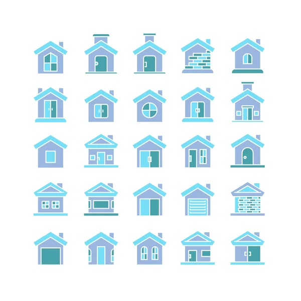 Vektor Illustration Von Gebäuden Ikonen — Stockvektor
