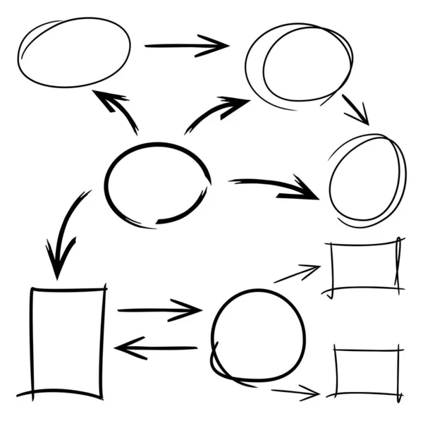 Plantilla Diagrama Dibujado Mano Flechas — Vector de stock