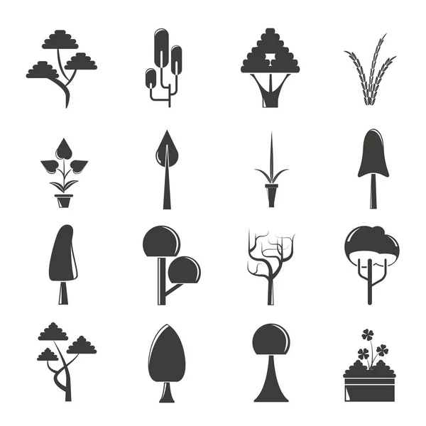 Ilustración Vectorial Árboles Iconos — Archivo Imágenes Vectoriales