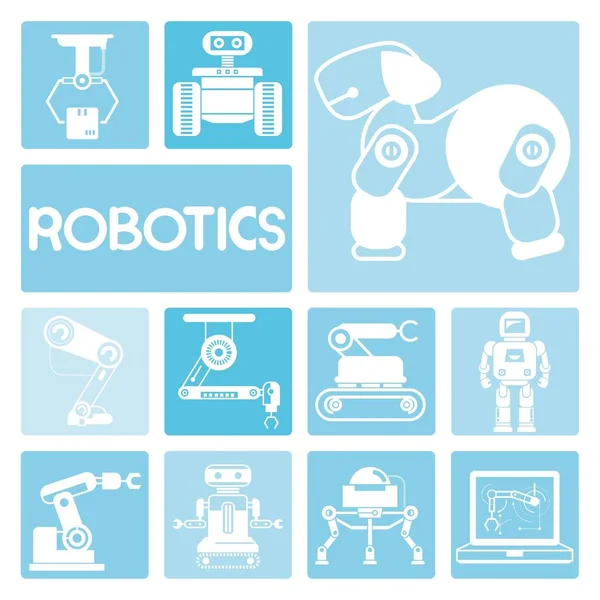 Automatización Set Iconos Robóticos Ilustración Vectorial — Archivo Imágenes Vectoriales