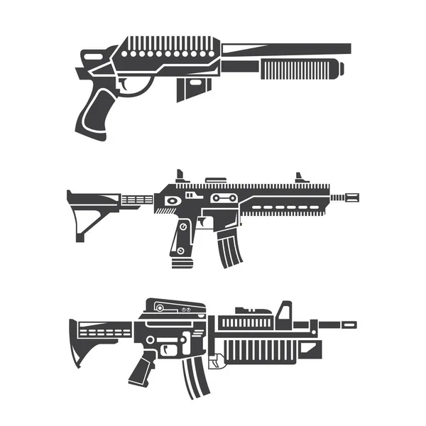 Ilustración Vectorial Armas Iconos — Vector de stock