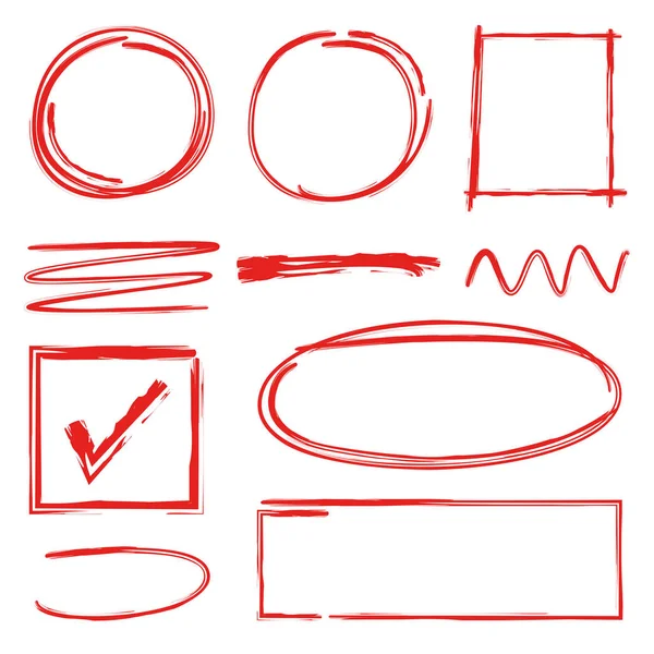 Conjunto Elementos Destaque Quadros Círculo Quadros Retângulo Marca Verificação — Vetor de Stock