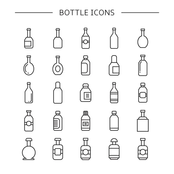 Vektor Illustration Von Flaschen Icons Gesetzt — Stockvektor