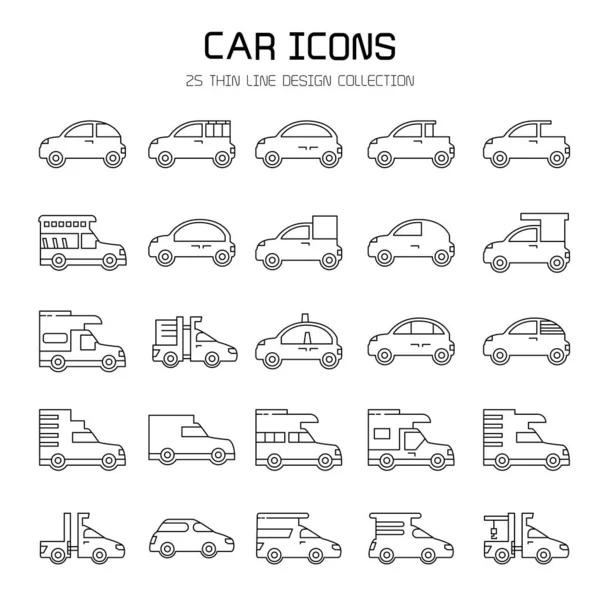 Vector Ilustración Iconos Automóviles — Archivo Imágenes Vectoriales