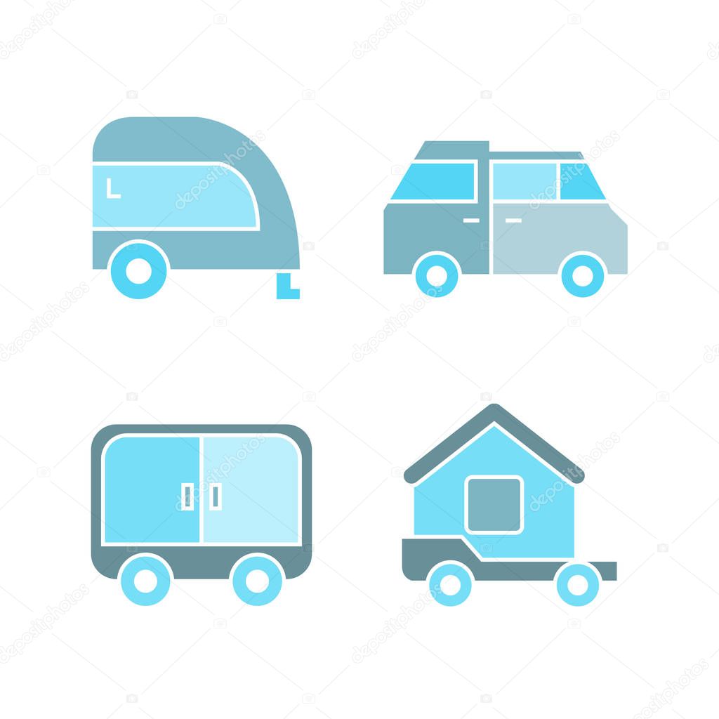 RV car Web icons set. Vector illustration          