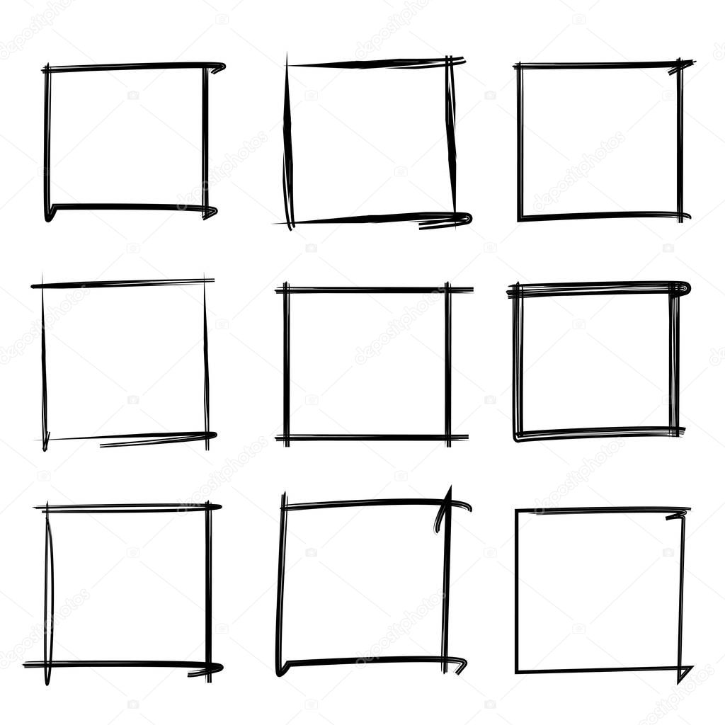 hand drawn, sketch border, rectangle frames