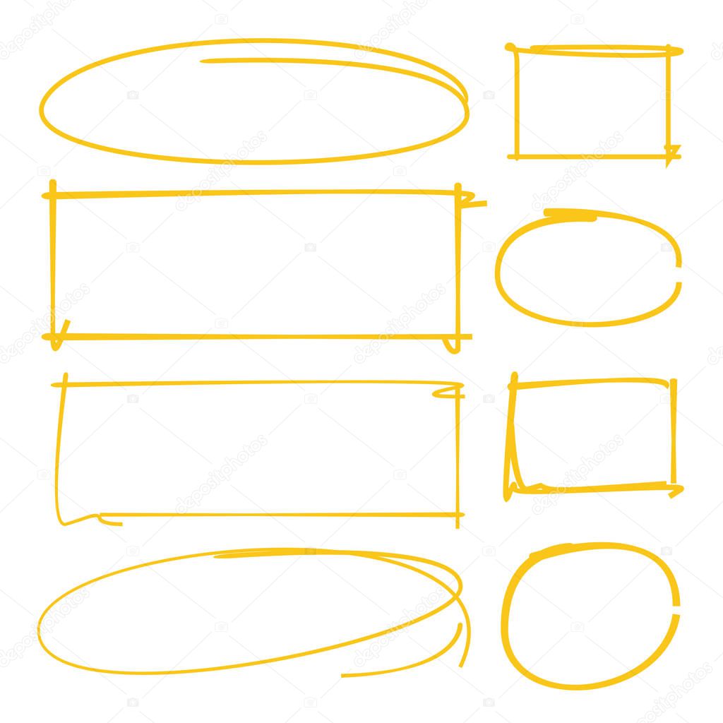 yellow marker text selection vector set, , circle marker, frame marker
