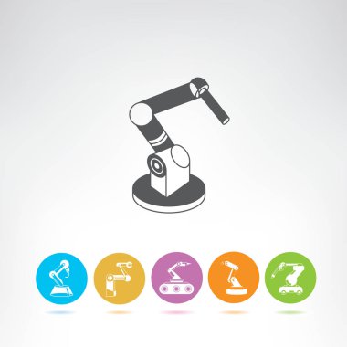 Robotik kol simgesi, vektör illüstrasyon 