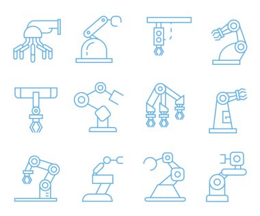 Robotik kol simgeleri, vektör illüstrasyon 