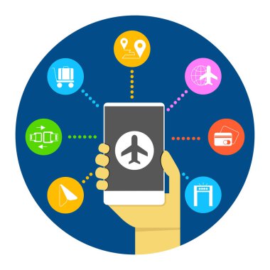 Vektör illüstrasyon, el tutan akıllı telefon, web simgesi  