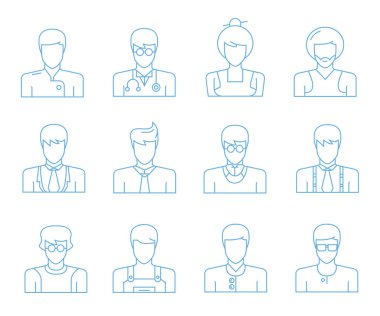 avatar seti, vektör illüstrasyon 