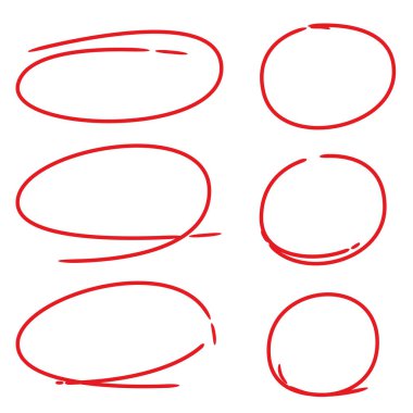 kırmızı el işaretleyici elementler, boş daireler ve ovalar