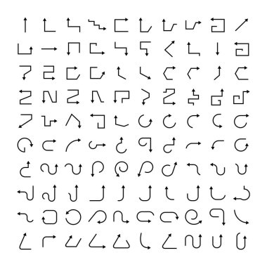 Ok simgelerinin vektör illüstrasyonu ayarlandı