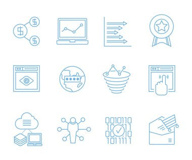 iş çizgisi simgeleri kümesi, vektör çizimi