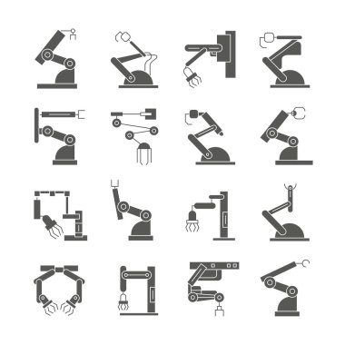 Robotik kol simgeleri, vektör illüstrasyon 