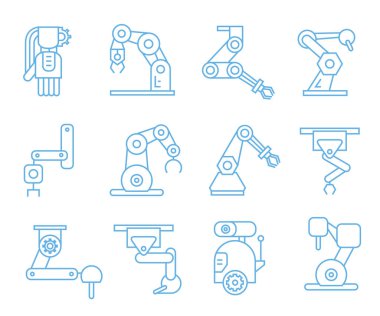 Robotik kol simgeleri, vektör illüstrasyon 