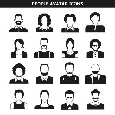 avatar seti, vektör illüstrasyon 