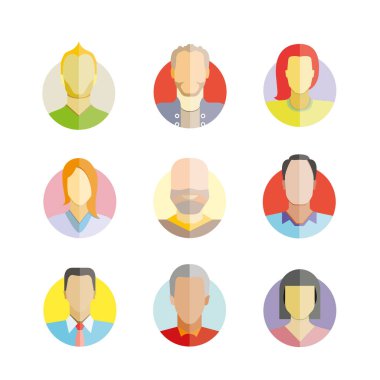 avatar seti, vektör illüstrasyon 