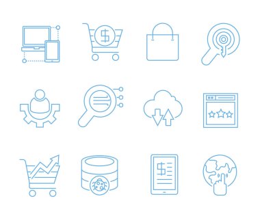 iş çizgisi simgeleri kümesi, vektör çizimi