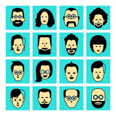 avatar seti, vektör illüstrasyon 