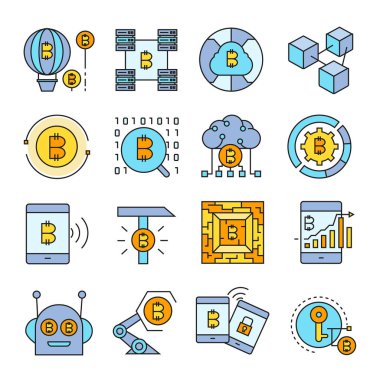 cryptocurrency simgelerinin vektör çizimi