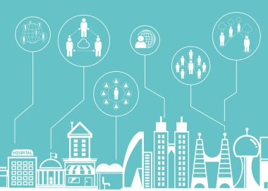 şehir vektör illüstrasyon, iş simgeleri 