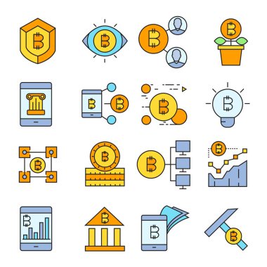 cryptocurrency simgelerinin vektör çizimi