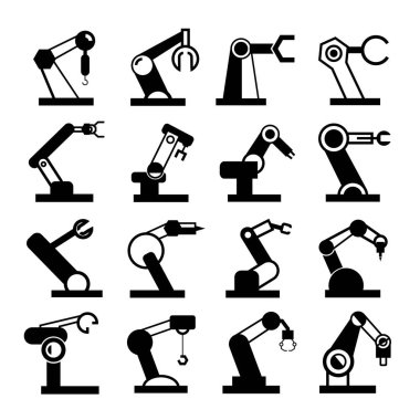 Robotik kol simgeleri, vektör illüstrasyon 
