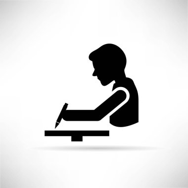 İş konsepti. Adam çalışan vektör illüstrasyon 