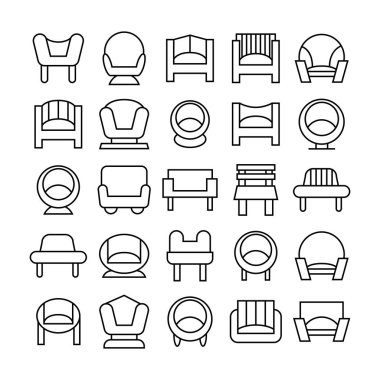 vector illustration of chair icons clipart