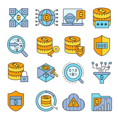 cryptocurrency simgelerinin vektör çizimi