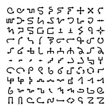 Ok simgelerinin vektör illüstrasyonu ayarlandı