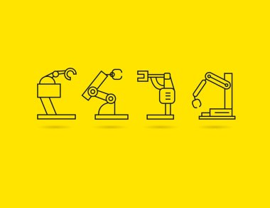 Robotik kol simgeleri, vektör illüstrasyon 