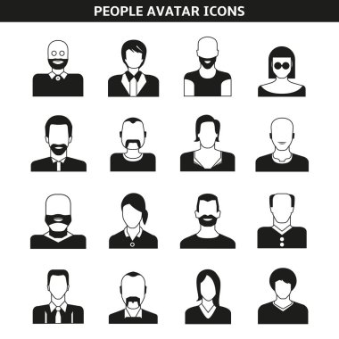avatar seti, vektör illüstrasyon 