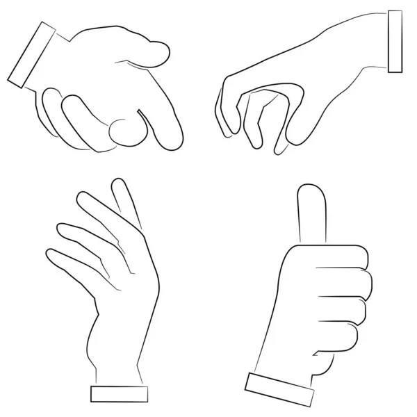 Hand Iconen Set Cartoon Stijl — Stockvector