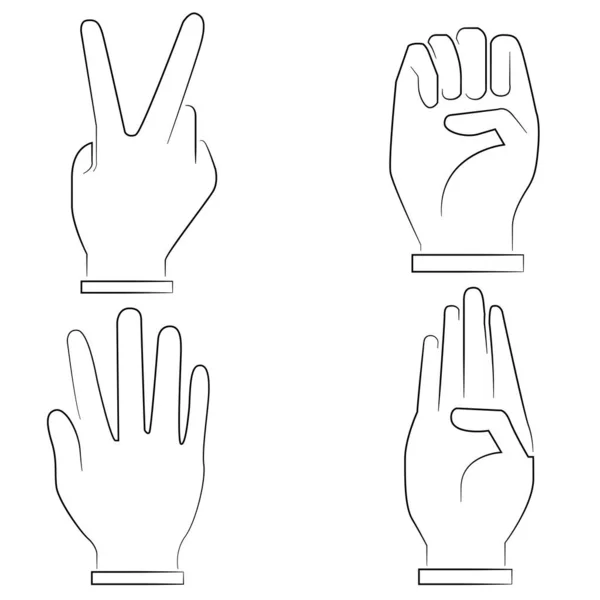 Hand Ikoner Set Tecknad Stil — Stock vektor