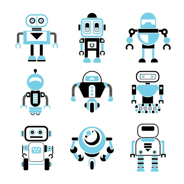 Vektorová Ilustrace Moderních Robotů Ikony — Stockový vektor