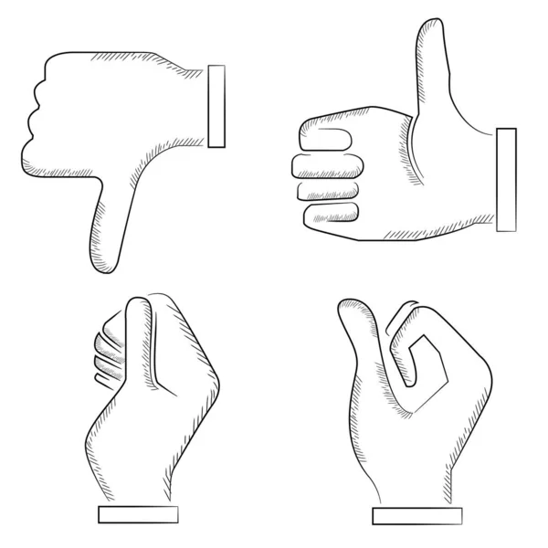 Conjunto Ícones Mão Estilo Cartoon — Vetor de Stock