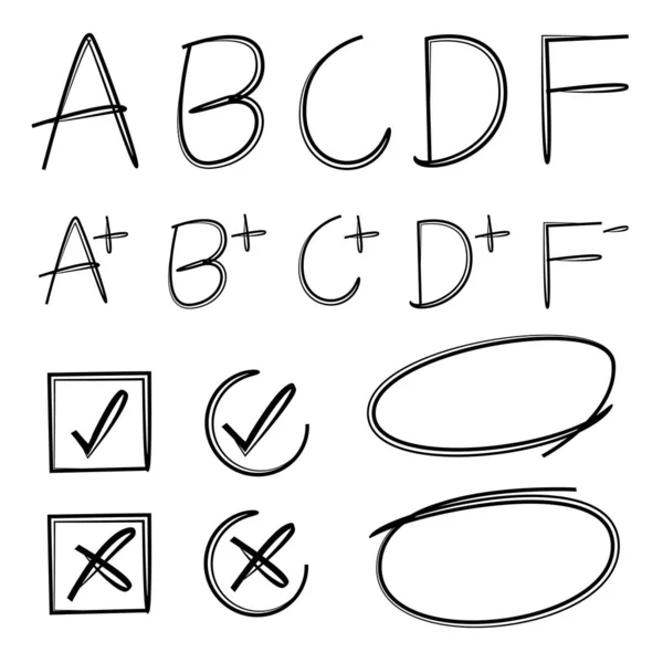 Známkové Symboly Ručně Kreslené Výsledky Šipky Značky — Stockový vektor