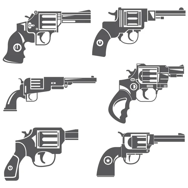 Pistol Webb Ikoner Inställd Vektorillustration — Stock vektor