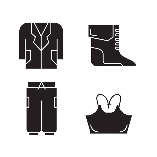 Σύνολο Εικονιδίων Ρούχων Απλά Απεικόνιση Διάνυσμα — Διανυσματικό Αρχείο