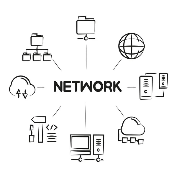 Koncepcja Biznesowa Ilustracja Wektorowa Sieci — Wektor stockowy