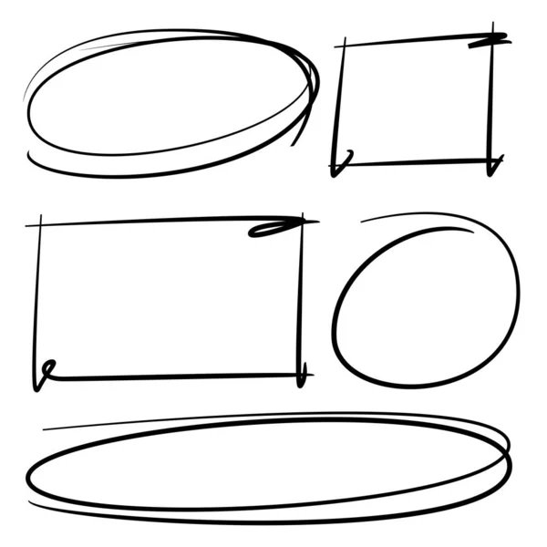 蛍光体要素手描きの円長方形マーカー グランジフレーム — ストックベクタ