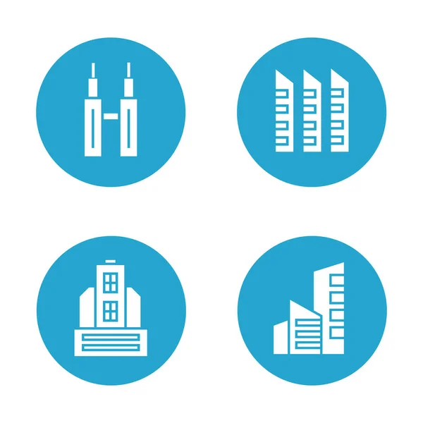 Vector Illustration Modern Buildings Icons — Stock Vector