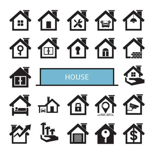 Business Concept Vector Illustration House Icons — Stock Vector