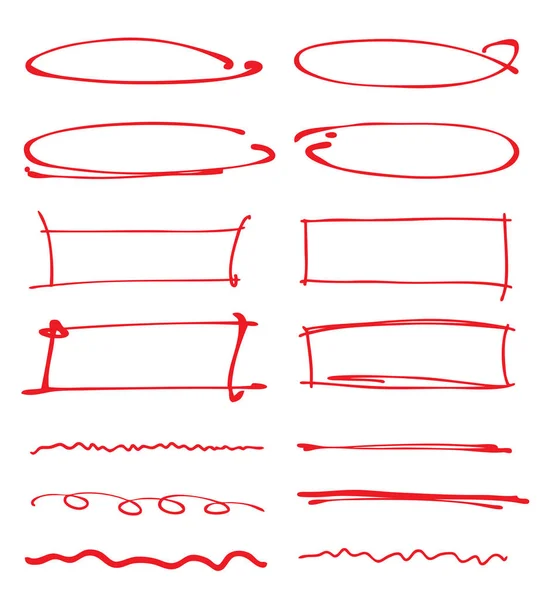 Elementi Marcatori Disegnati Mano Semplicemente Illustrazione Vettoriale — Vettoriale Stock