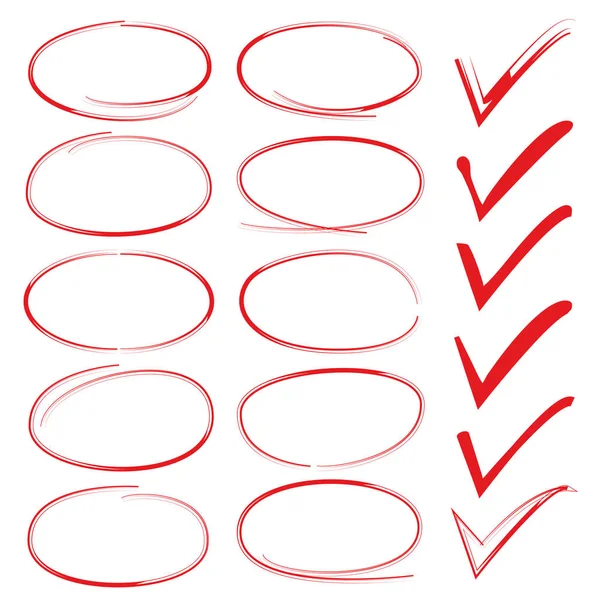 Rode Cirkel Markeringen Selectievakje — Stockvector